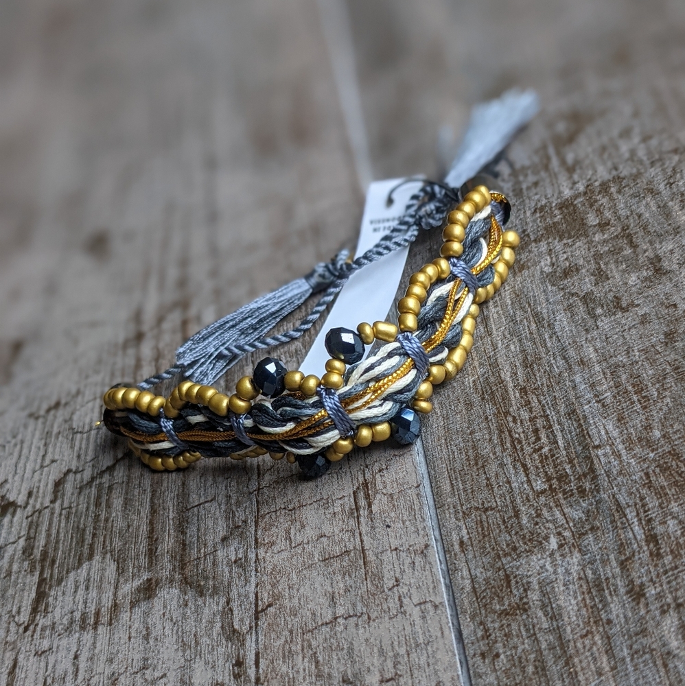 ANTHRO COCOBELLE Stella Beaded Woven Adjustable Bracelet